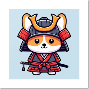 cute corgi samurai warrrior Posters and Art